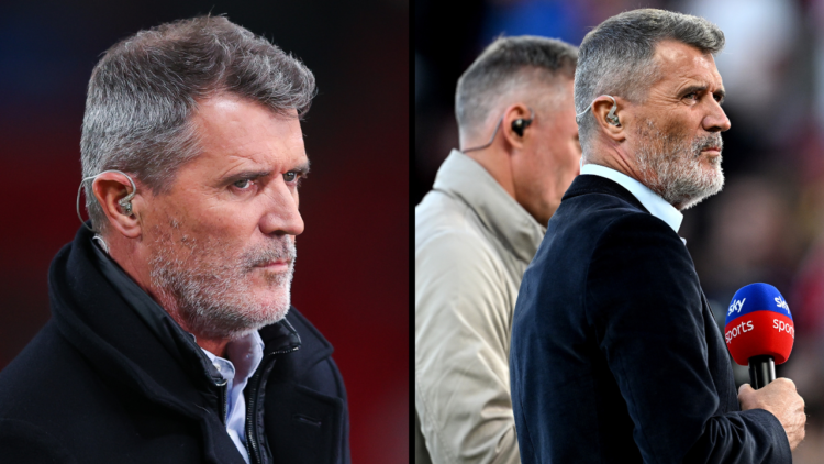 Pundit Roy Keane during the UEFA Nations League 2024/25 League B Group B2 match between England and Greece at Wembley Stadium. Insert: Former Footb...