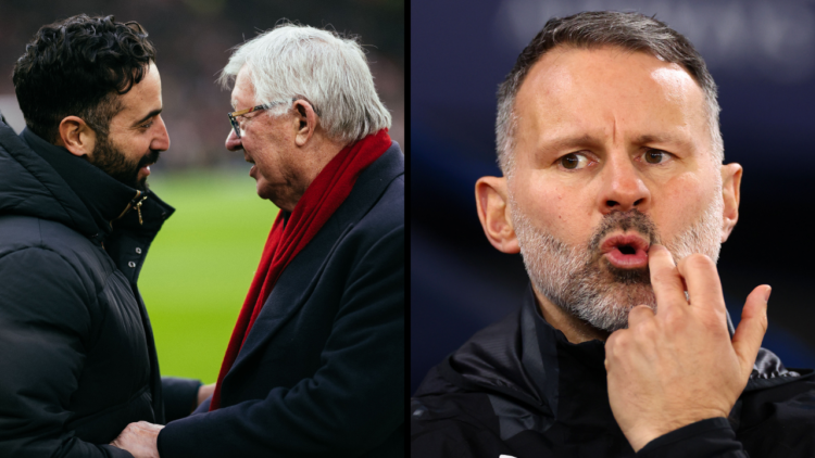 Salford City assistant manager Ryan Giggs looks o during the Emirates FA Cup Third Round match between Manchester City and Salford City at Etihad S...