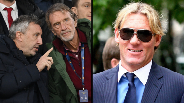 Jason Wilcox, Technical Director of Manchester United, and Sir Jim Ratcliffe, Minority Shareholder of Manchester United, are seen in attendance pri...