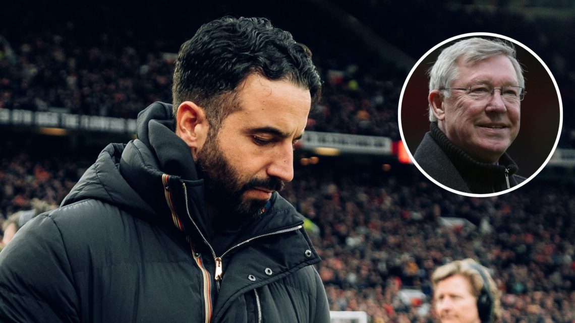 Head Coach Ruben Amorim of Manchester United walks out ahead of the Emirates FA Cup Fifth Round match between Manchester United and Fulham at Old T...