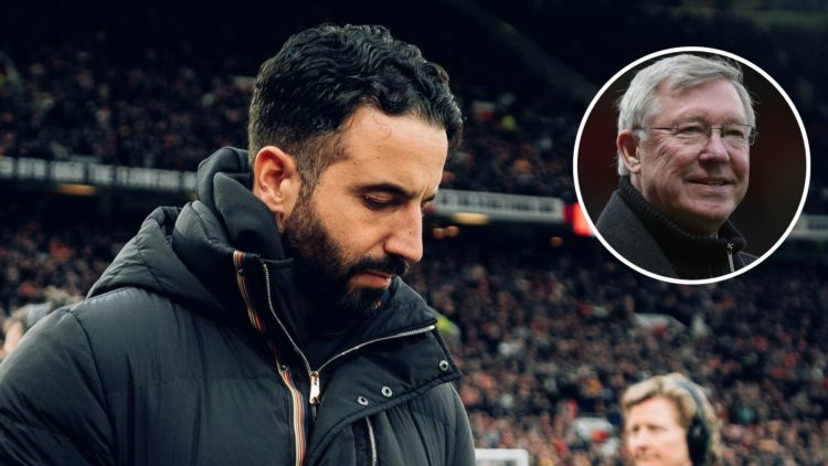 Head Coach Ruben Amorim of Manchester United walks out ahead of the Emirates FA Cup Fifth Round match between Manchester United and Fulham at Old T...