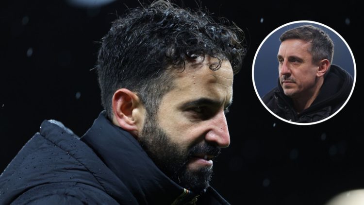 Ruben Amorim, Head Coach of Manchester United, looks dejected after defeat to Nottingham Forest during the Premier League match between Manchester ...