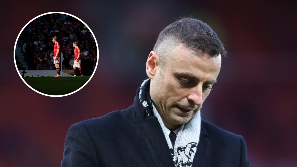 Former player Dimitar Berbatov looks on before the Premier League match between Manchester United and Tottenham Hotspur at Old Trafford. Inset Rasm...