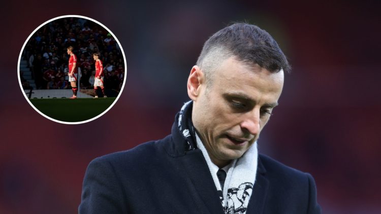 Former player Dimitar Berbatov looks on before the Premier League match between Manchester United and Tottenham Hotspur at Old Trafford. Inset Rasm...