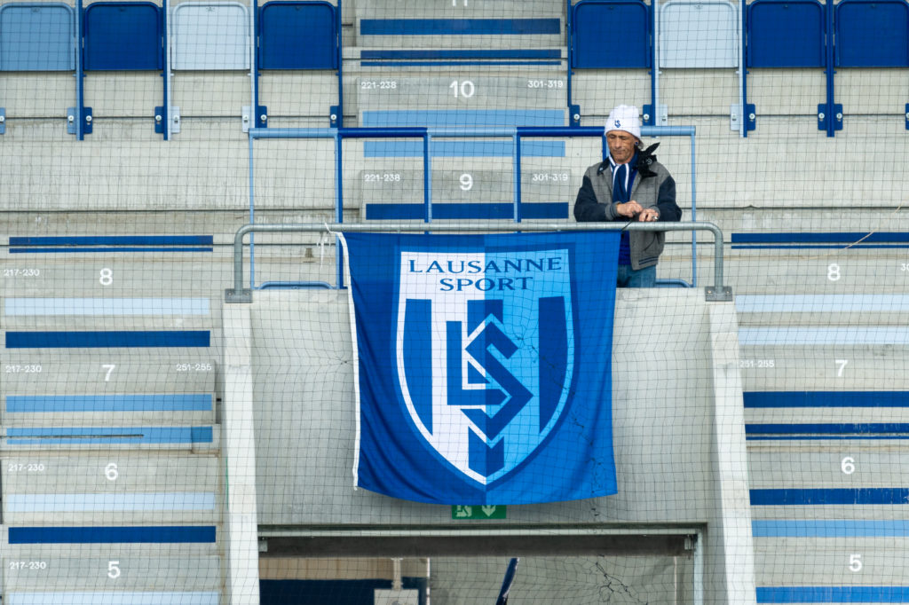 FC Lausanne-Sport flag being flown.
