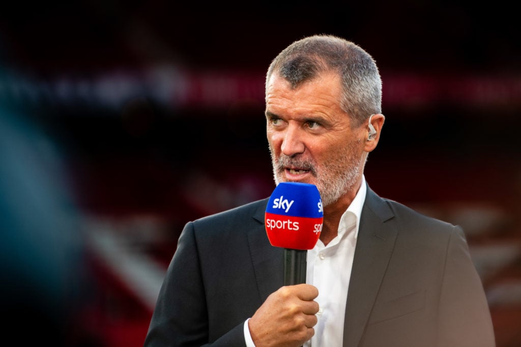Former Manchester United player Roy Keane with a Sky Sports microphone