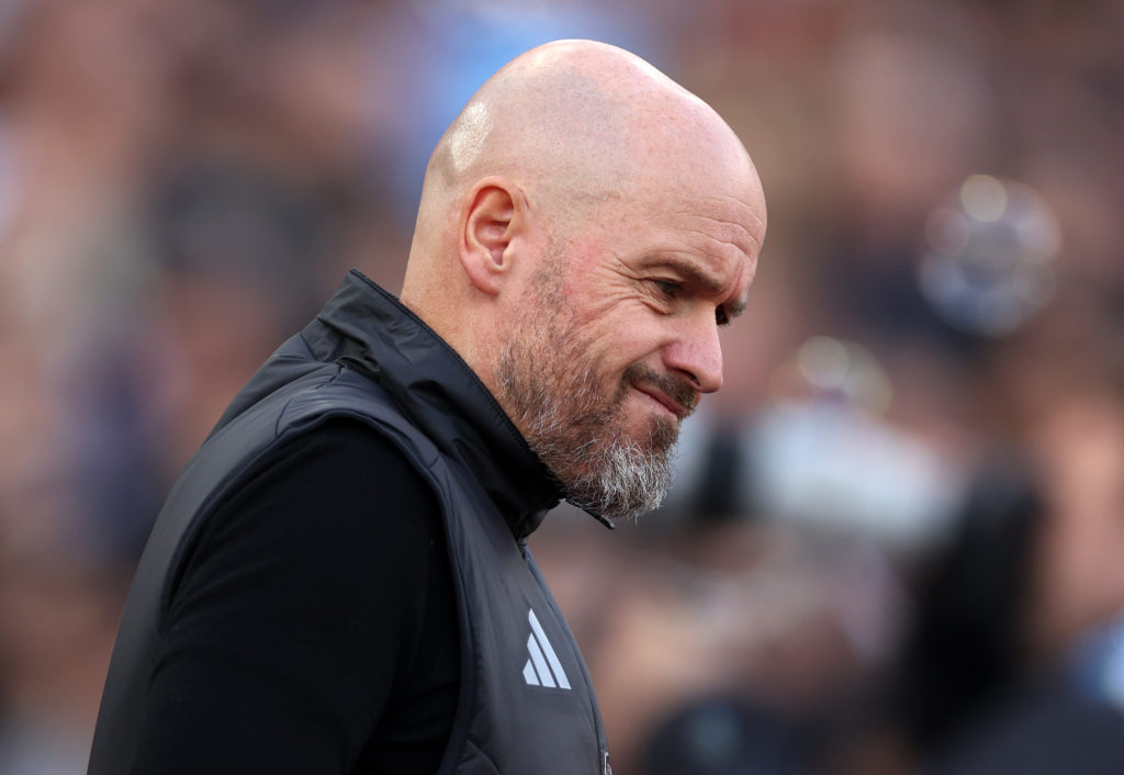 Erik ten Hag, former manager of Manchester United, during the Premier League match between West Ham United and Manchester United at the London Stadium.