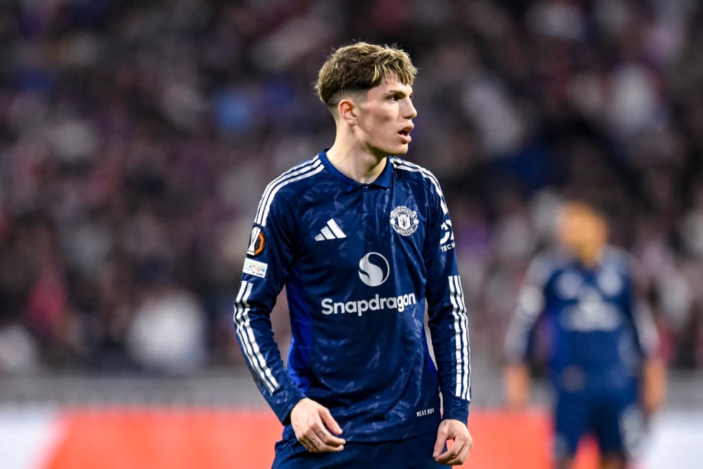 Alejandro Garnacho of Manchester United looks on