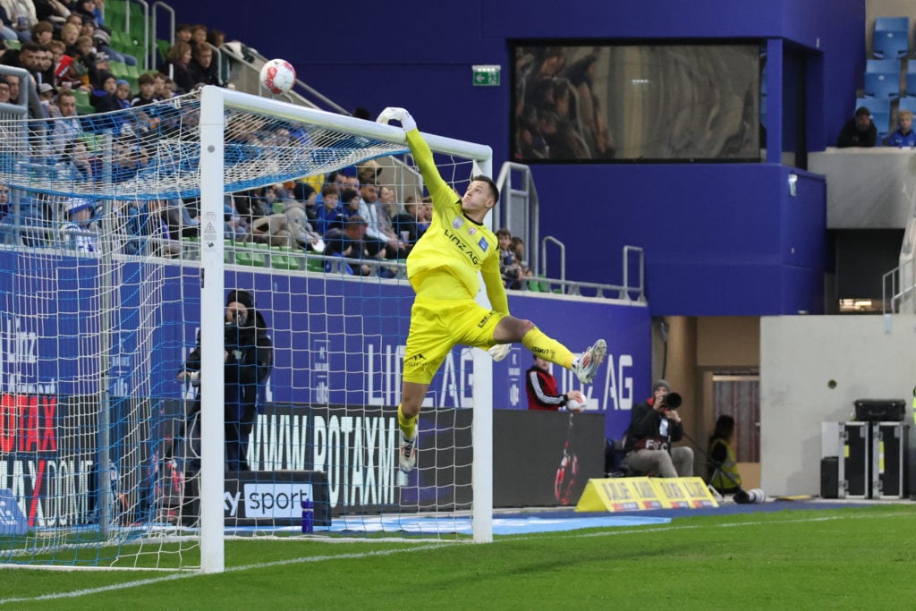 Radek Vitek of Blau Weiss Linz during the Admiral Bundesliga match between FC Blau Weiss Linz and RZ Pellets WAC at Hofmann Personal Stadion on April 11, 2025