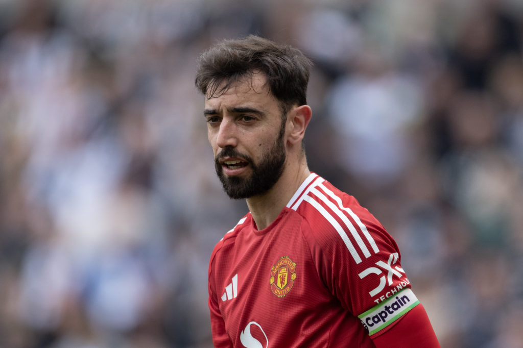 Bruno Fernandes of Manchester United looks on during the Premier League match between Newcastle United FC and Manchester United FC