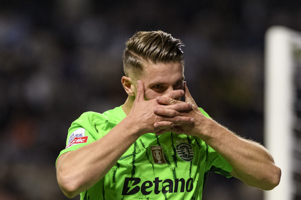 Sporting CP striker Viktor Gyokeres celebrates scoring against Boavista.