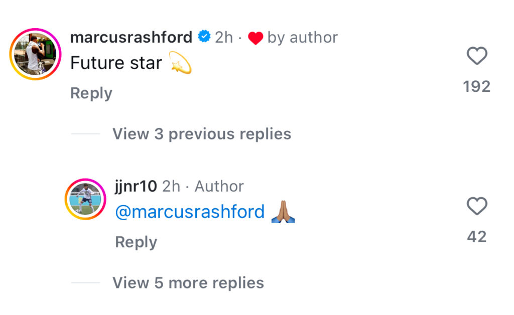 Marcus Rashford reply to JJ Gabriel