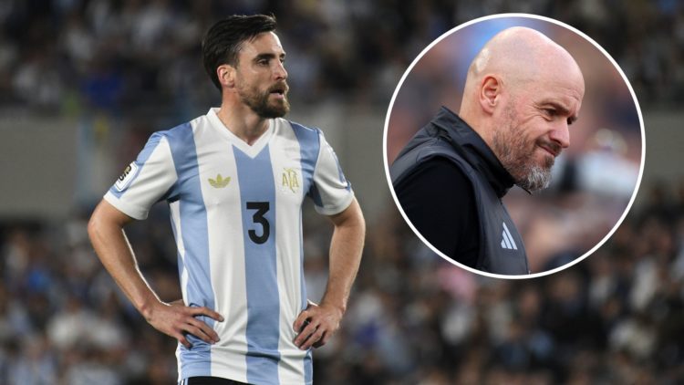Argentina defender Nicolas Tagliafico. Inset, former Manchester United boss Erik ten Hag.