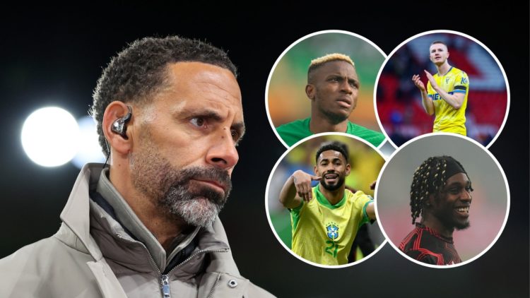 Pundit and former Manchester United defender Rio Ferdinand, Inset, Victor Osimhen, Adam Wharton, Matheus Cunha and Jeremie Frimpong.
