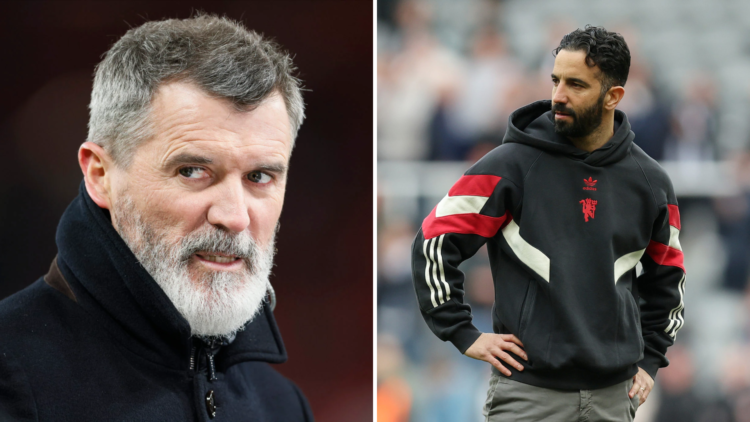 Split image of Manchester United legend Roy Keane and head coach Ruben Amorim.