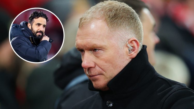 Former Manchester United and England player Paul Scholes looks on prior to the UEFA Champions League match between Manchester United and FC Bayern ...