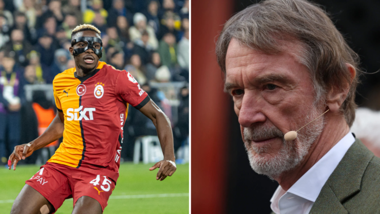Split image of Galatasaray star Victor Osimhen and Manchester United co-owner Sir Jim Ratcliffe.