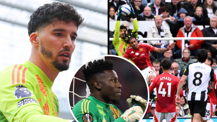 Altay Bayindir of Manchester United in action during the Premier League match between Newcastle United FC and Manchester United FC at St James' Par...