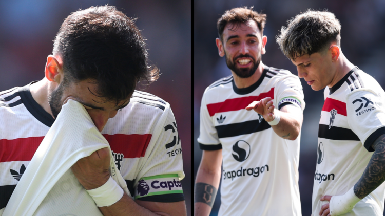 Bruno Fernandes of Manchester United reacts during the Premier League match between AFC Bournemouth and Manchester United FC at Vitality Stadium. I...