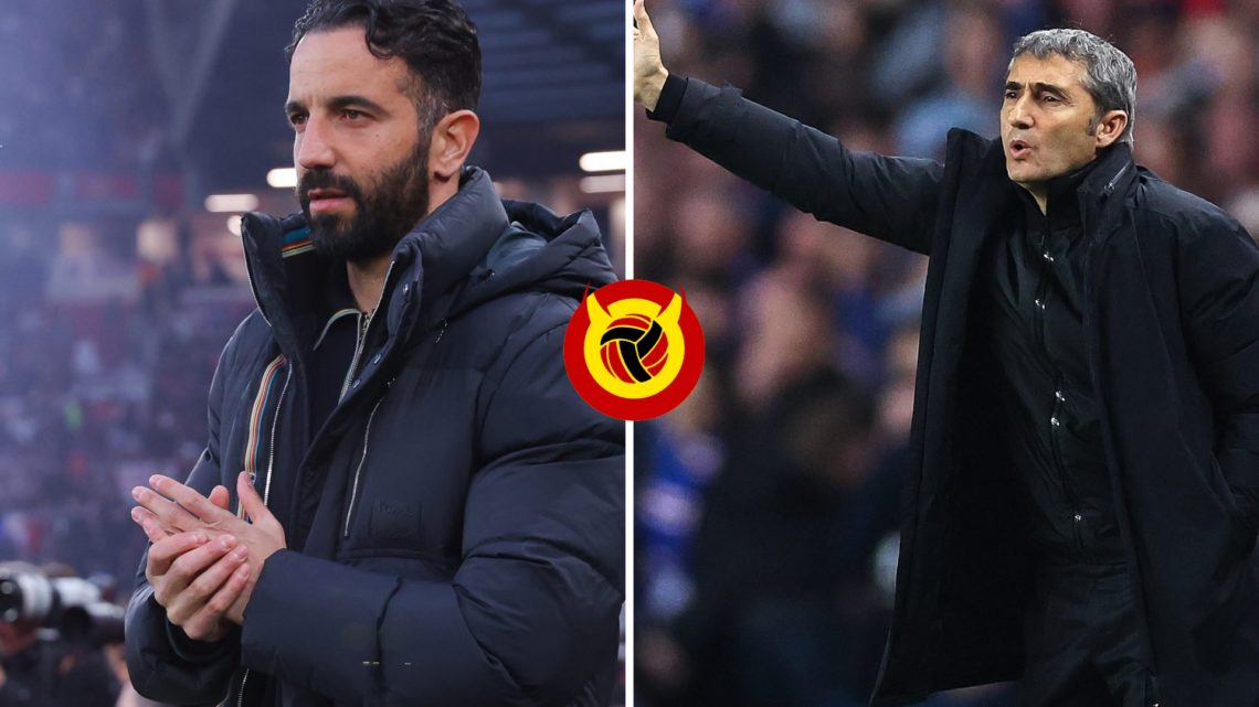 Split image of Manchester United boss Ruben Amorim and Athletic Bilbao boss Ernesto Valverde.