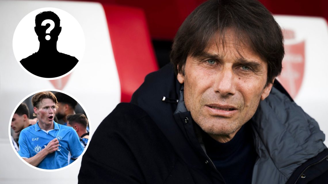 Antonio Conte split image with Scott McTominay and mystery player