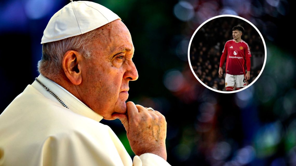 Pope Francis split image with Lisandro Martinez