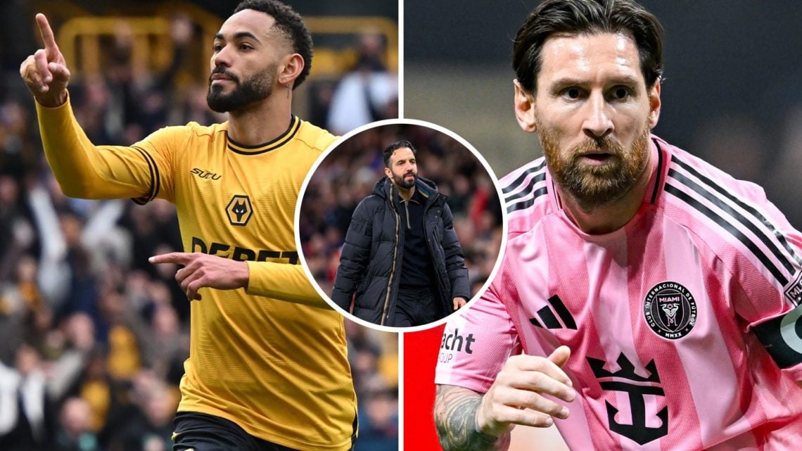 Split image of Wolves forward Matheus Nunes and Inter Miami's Lionel Messi.