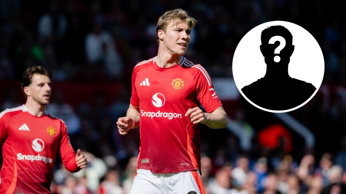 Rasmus Hojlund split image with mystery player