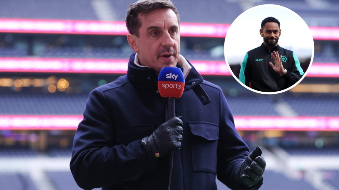 Gary Neville split image with Matheus Cunha