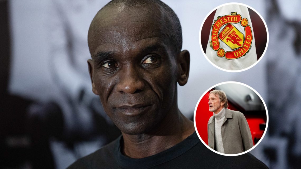 Eliud Kipchoge split image with Sir Jim Ratcliffe and Manchester United