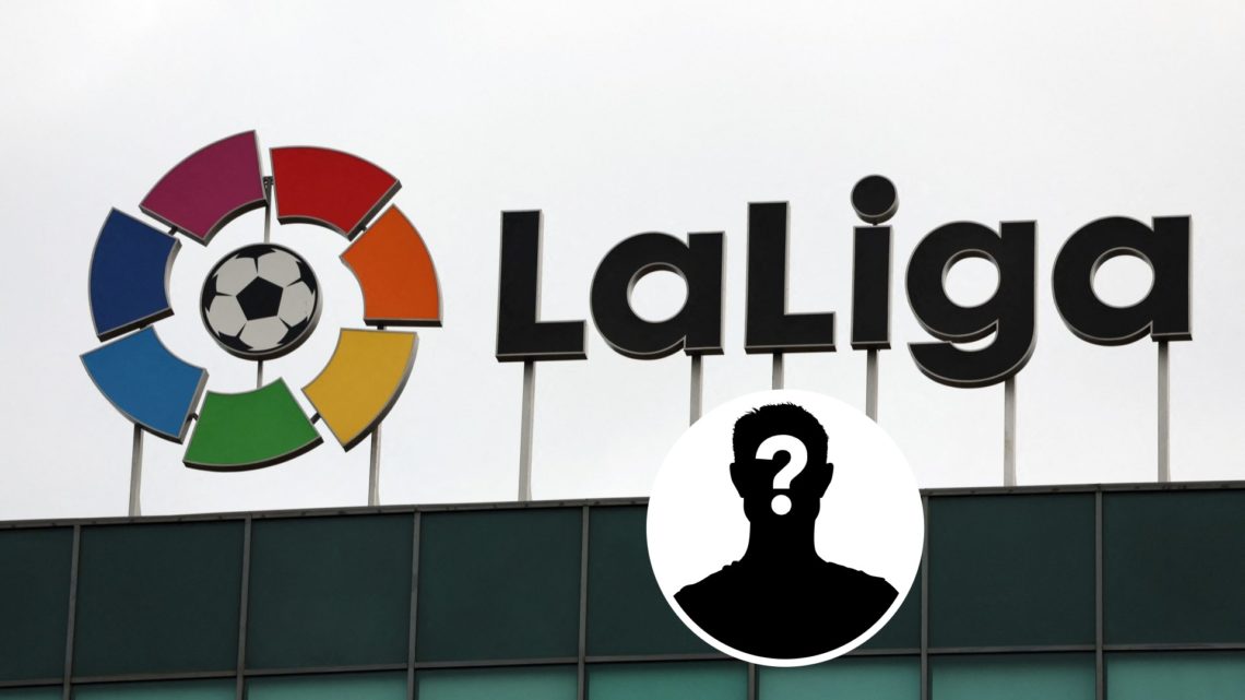 La Liga logo and text with mystery player silhoutte
