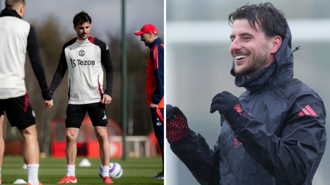 Manchester United star Mason Mount in training.