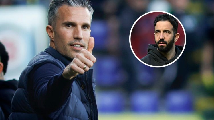Feyenoord manager Robin van Persie and Manchester United head coach Ruben Amorim