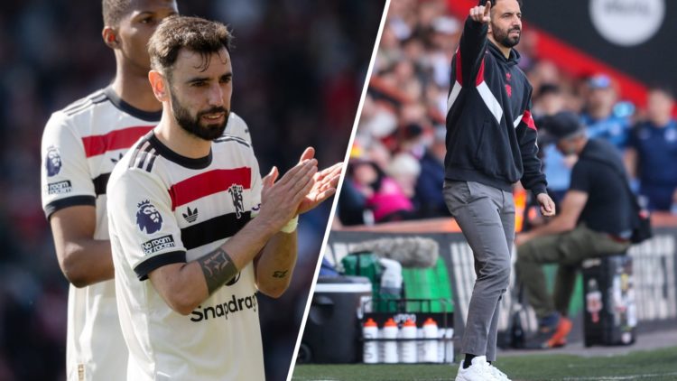 Manchester United captain Bruno Fernandes faces Bournemouth, head coach Ruben Amorim.