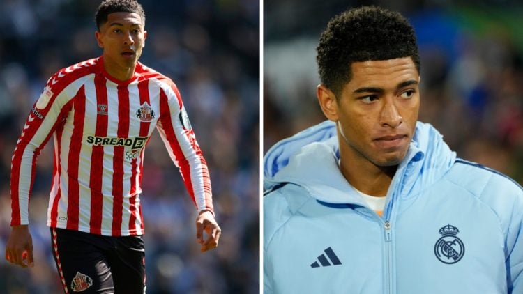 Split image of Sunderland star Jobe Bellingham and his brother Real Madrid star Jude Bellingham.