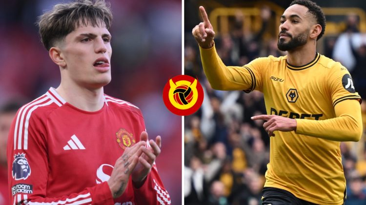 Split image of Manchester United winger Alejandro Garnacho and Wolves forward Matheus Cunha.