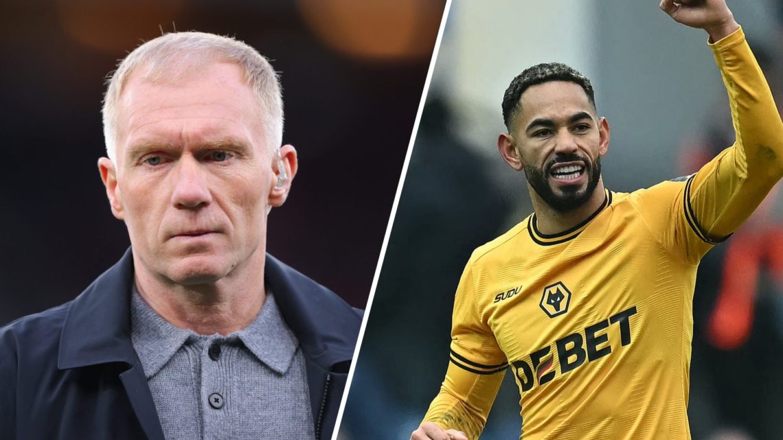A split image of pundit Paul Scholes (L) and Wolverhampton Wanderers attacker Matheus Cunha (R)