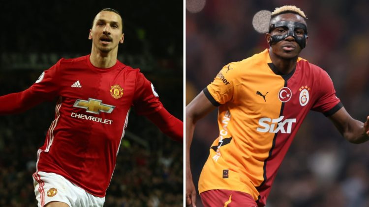 Split image of former Manchester United striker Zlatan Ibrahimovic and Galatasaray forward Victor Osimhen.