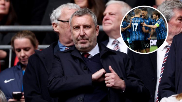Split image of Manchester United director Jason Wilcox and Atalanta players.