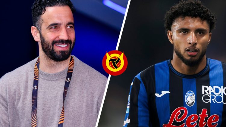 Split image of Manchester United manager Ruben Amorim and Atalanta midfielder Ederson.