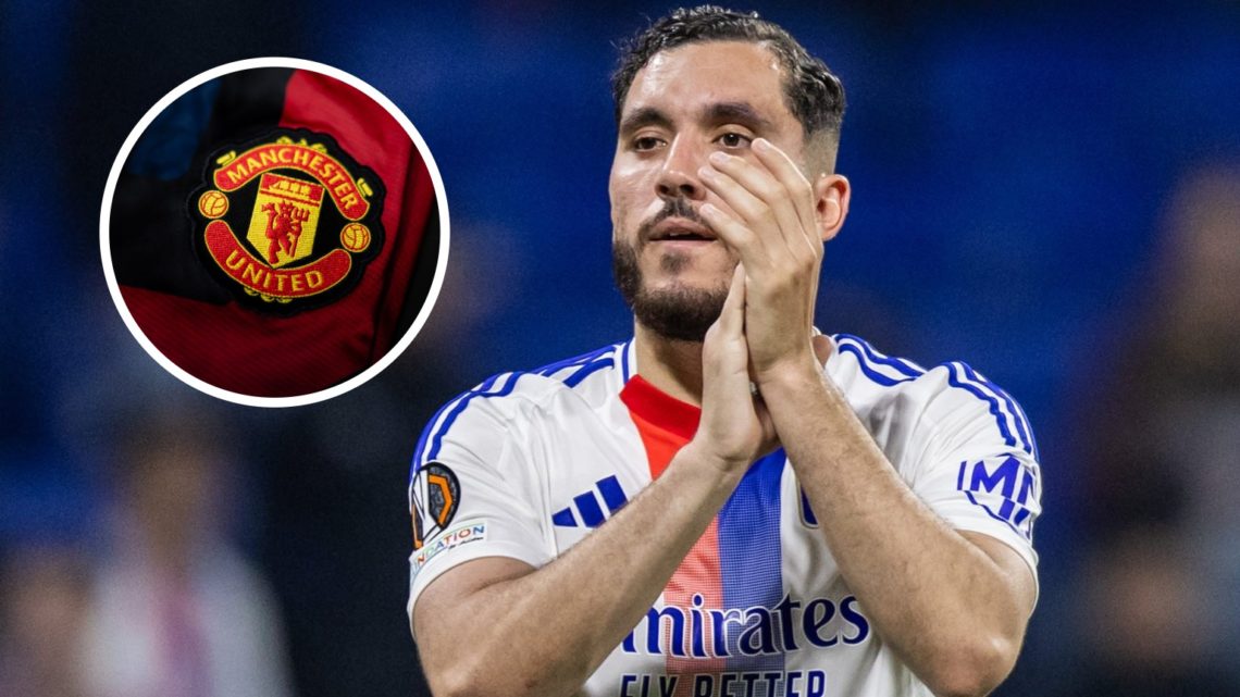 Rayan Cherki split image with Manchester United
