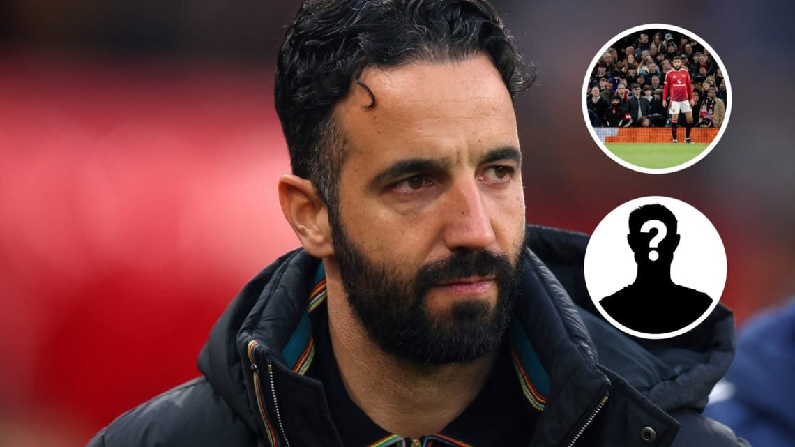 Ruben Amorim split image with Noussair Mazraoui and mystery player