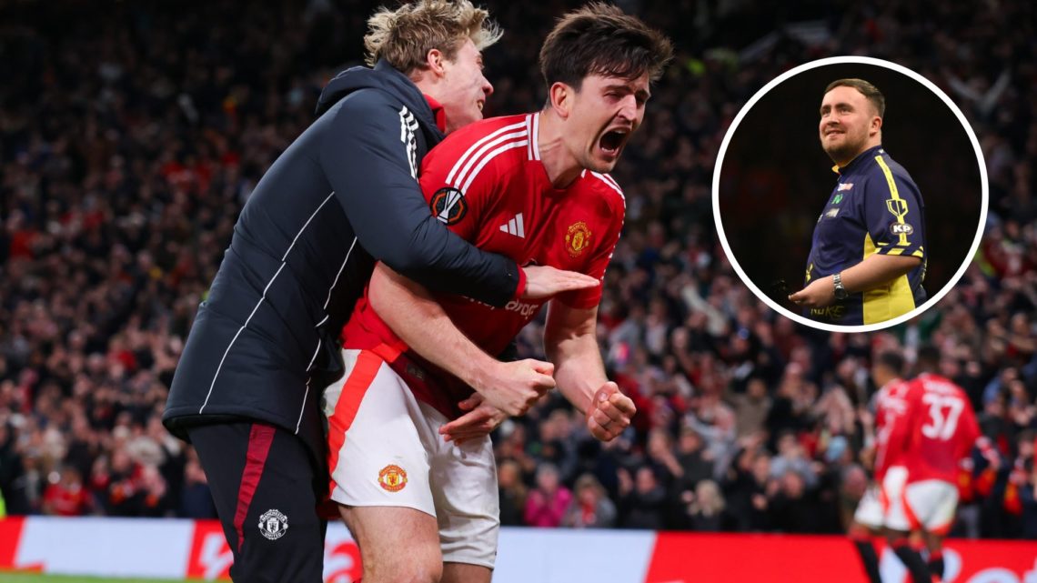 Harry Maguire split image with Luke Littler