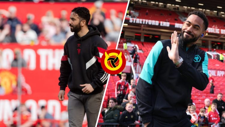 Split image of Manchester United head coach Ruben Amorim and Matheus Cunha.