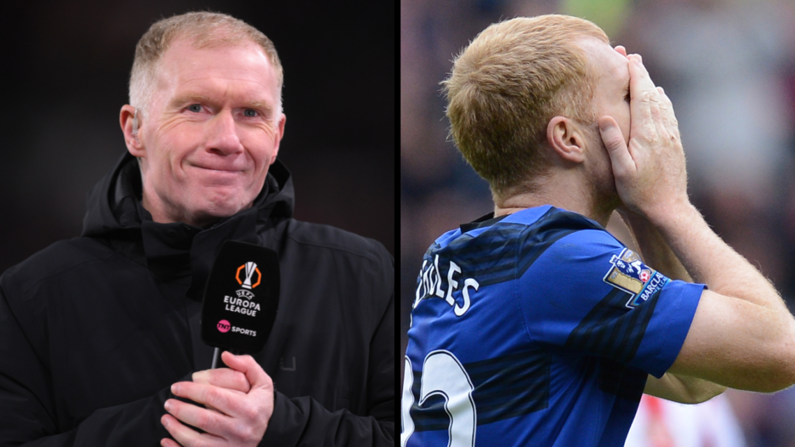 Paul Scholes comments for TNT Sports during the UEFA Europa League 2024/25 Round of 16 Second Leg match between Manchester United and Real Sociedad...