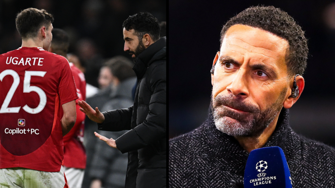 TNT Sports pundit Rio Ferdinand during the UEFA Champions League 2024/25 Round of 16 Second Leg match between Aston Villa FC and Club Brugge KV at ...