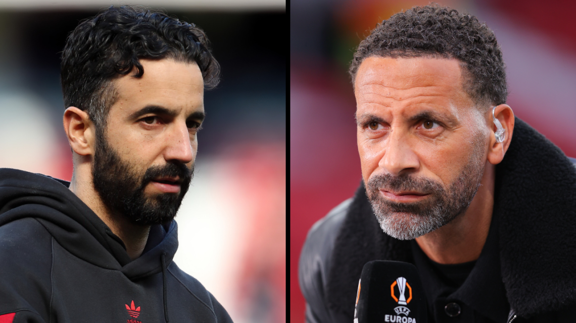 TNT Sports pundit Rio Ferdinand during the UEFA Europa League 2024/25 Quarter Final Second Leg match between Manchester United and Olympique Lyonna...
