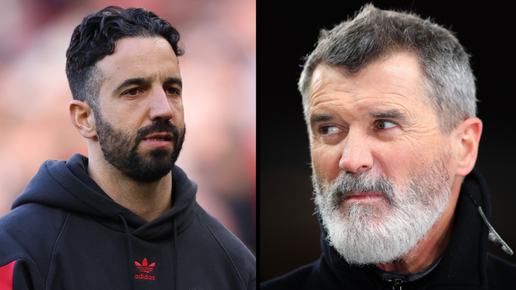 ITV Sport pundit Roy Keane during the Emirates FA Cup Fourth Round match between Manchester United and Leicester City at Old Trafford. Insert: Rube...