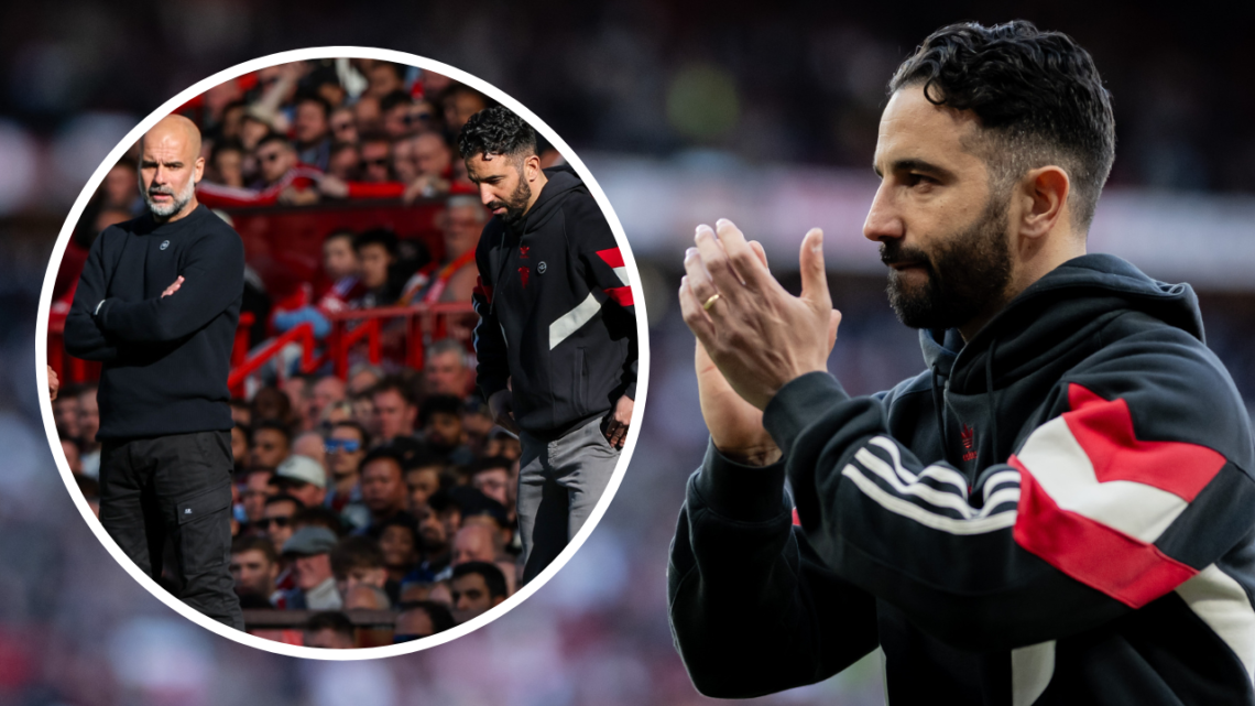 Manchester United Head Coach / Manager Ruben Amorim applauds the fans at the end of the Premier League match between Manchester United FC and Manch...