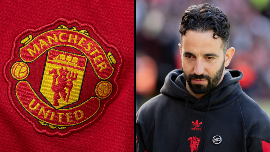 Manchester United Head Coach / Manager Ruben Amorim looks on prior to the Premier League match between Manchester United FC and Manchester City FC ...